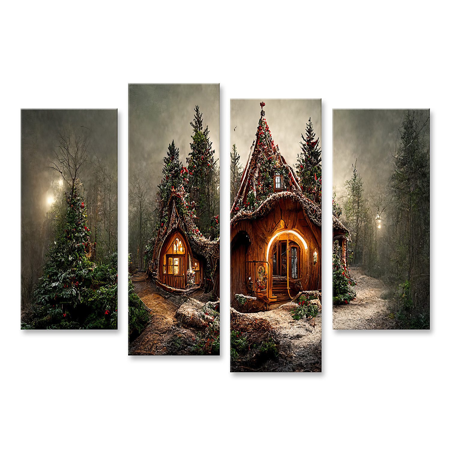 islandburner Leinwandbild Das Haus vom Weihnachtsmann im Zauberwald Bilder