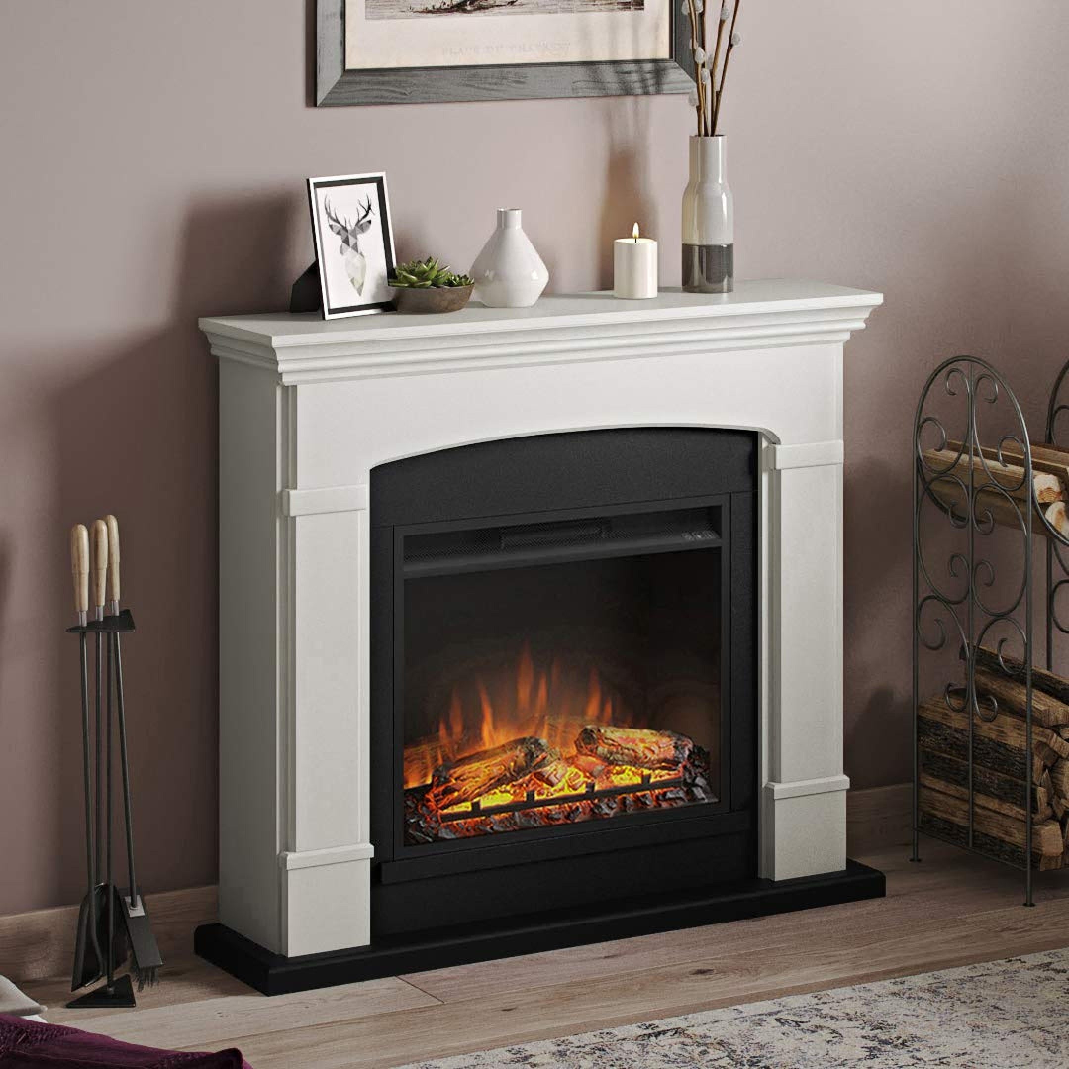 TAGU Elektrokamin TAGU Helmi weiß Elektrokamin mit 23 Zoll Powerflame, Temperaturbereich 17-27 Grad_celsius