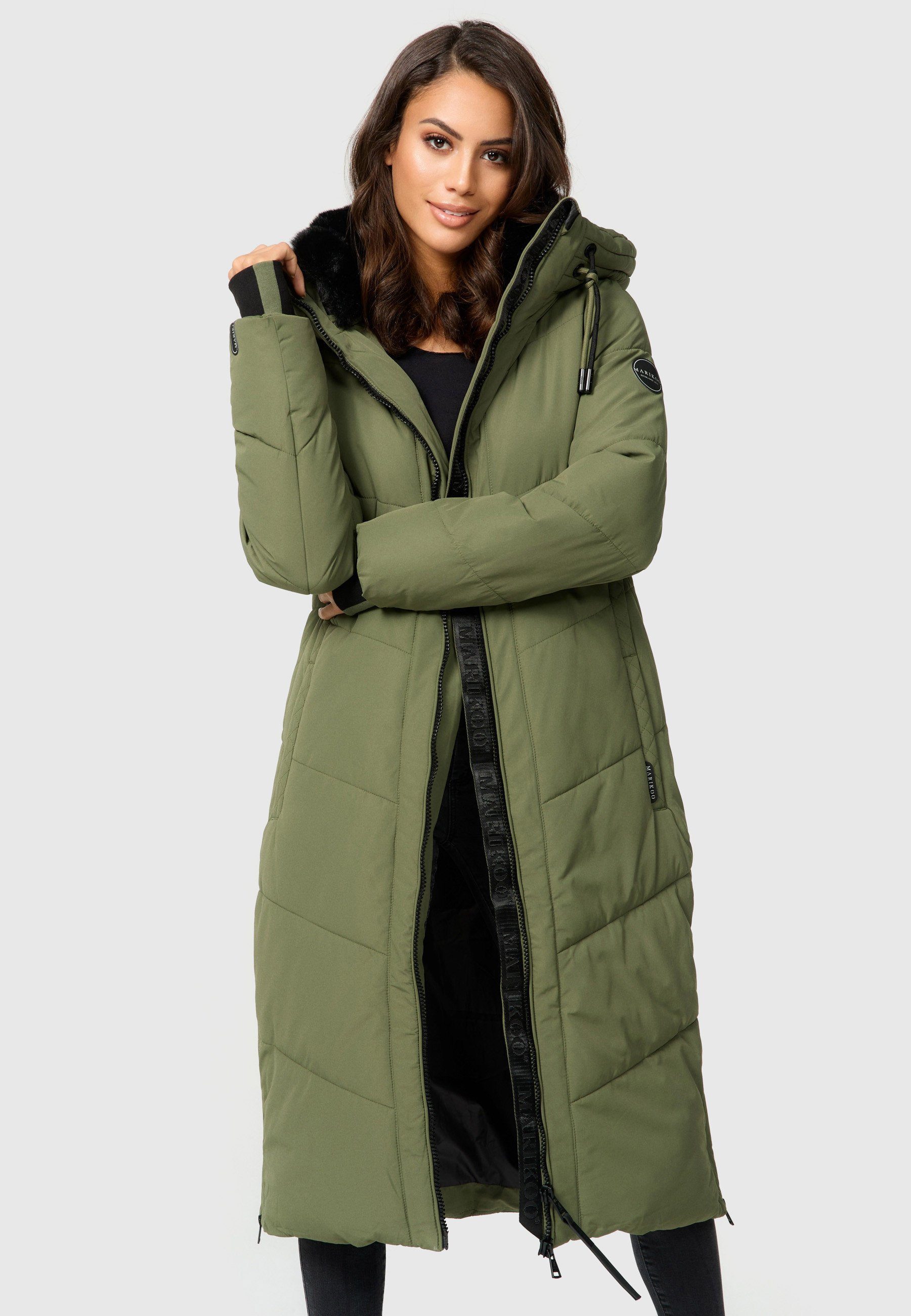 Mantel Olive Marikoo Kapuze Winterjacke Leaf großer Stepp XVI mit Nadaree