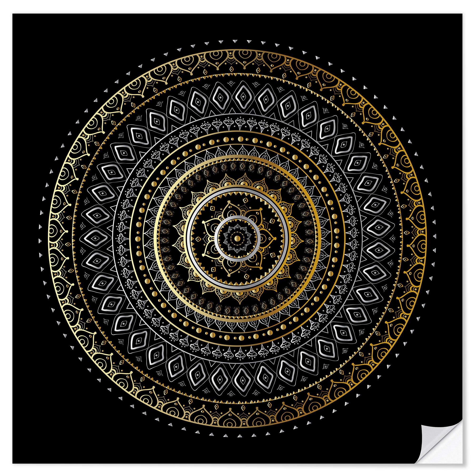 Posterlounge Wandfolie Editors Choice, Mandala Gold/Silber, Orientalisches Flair Grafikdesign