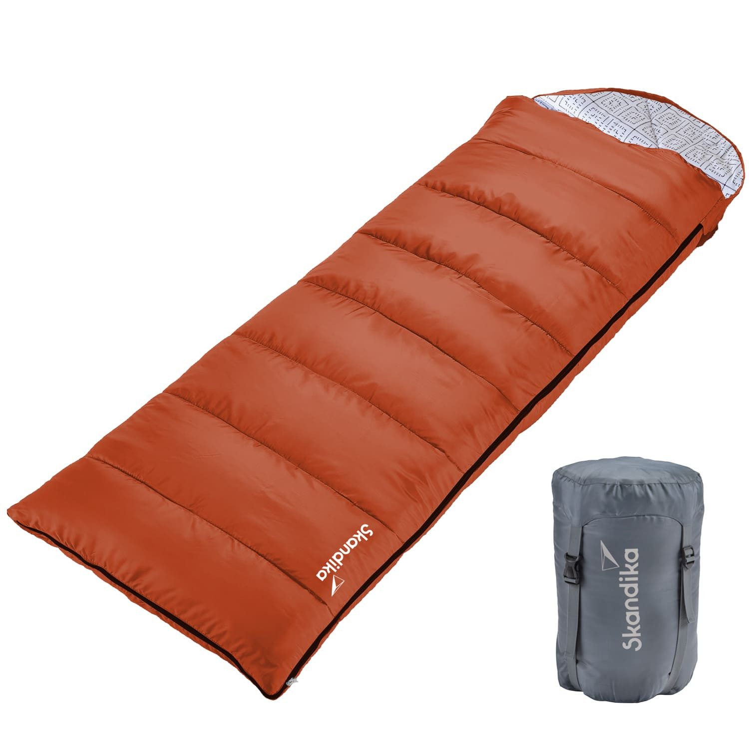 Skandika Schlafsack Iceland, Polycotton, atmungsaktiv, Innentasche mit Klett (2-Wege-Reißverschluss mit Kälteschutz, Stoffsteg, Webbandklemmschutz), 3 Jahreszeiten, 220 x 80 cm, koppelbar, bis -10° C, Packsack