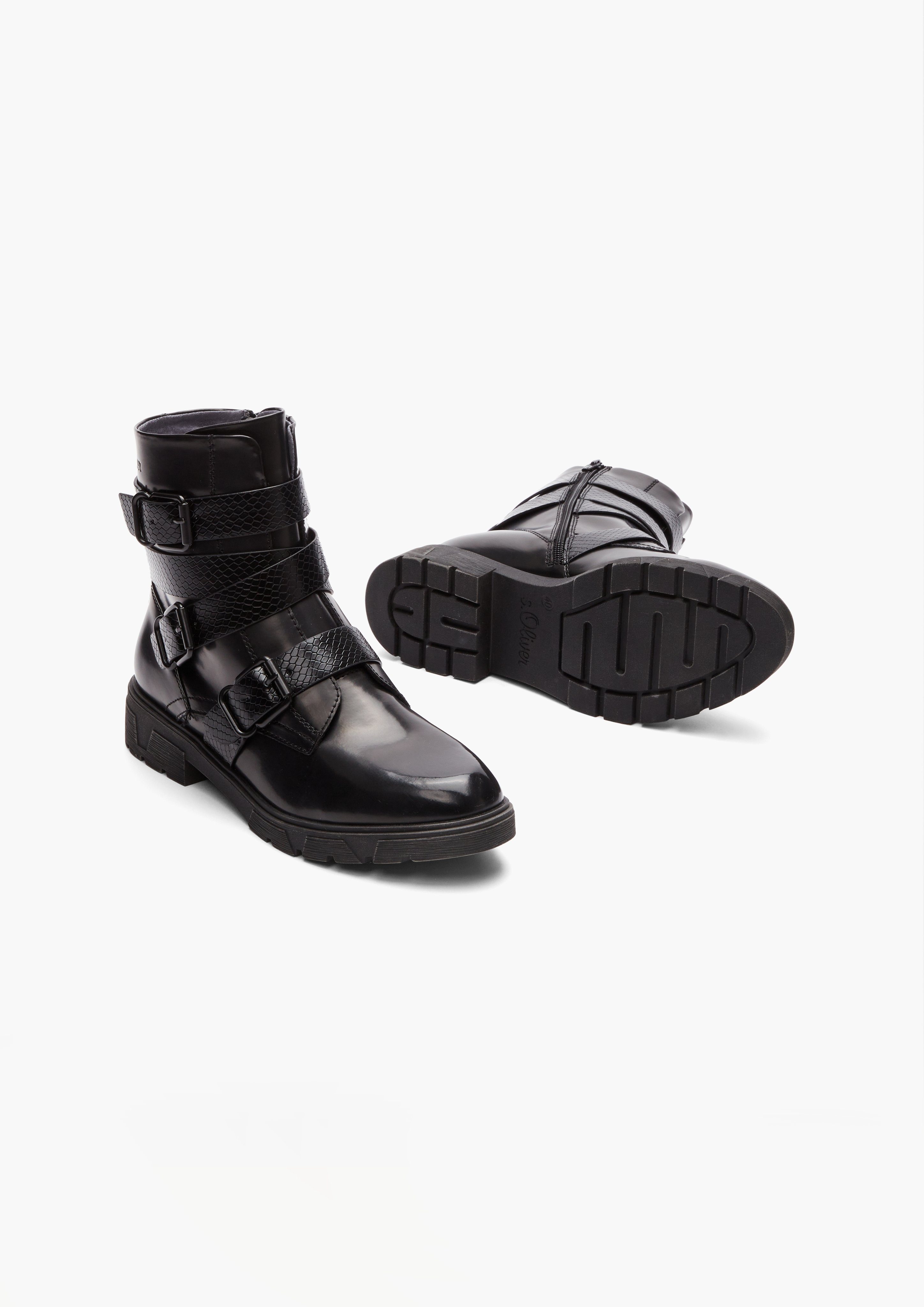 Schuhe Stiefel s.Oliver Boots mit Riegel-Details Stiefel Riegel