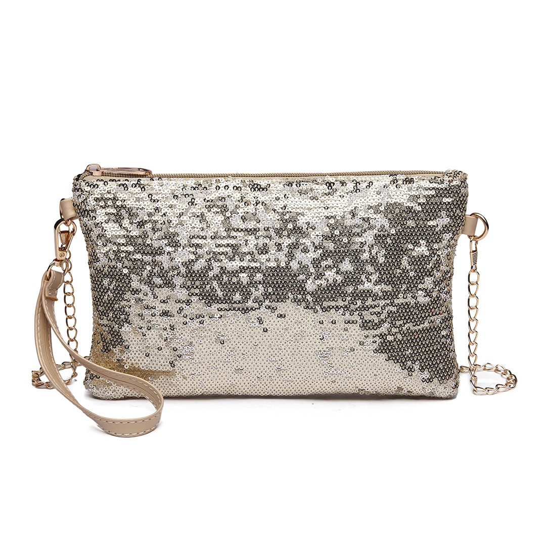 Umhängetasche Damen Clutch mit Pailletten – Kleine Kettentasche für Party