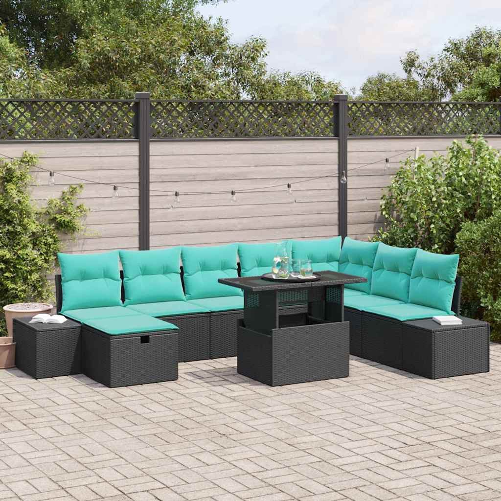 vidaXL Gartenlounge-Set Gartensofa-set 9 Stk. Poly-Rattan, (9-tlg)