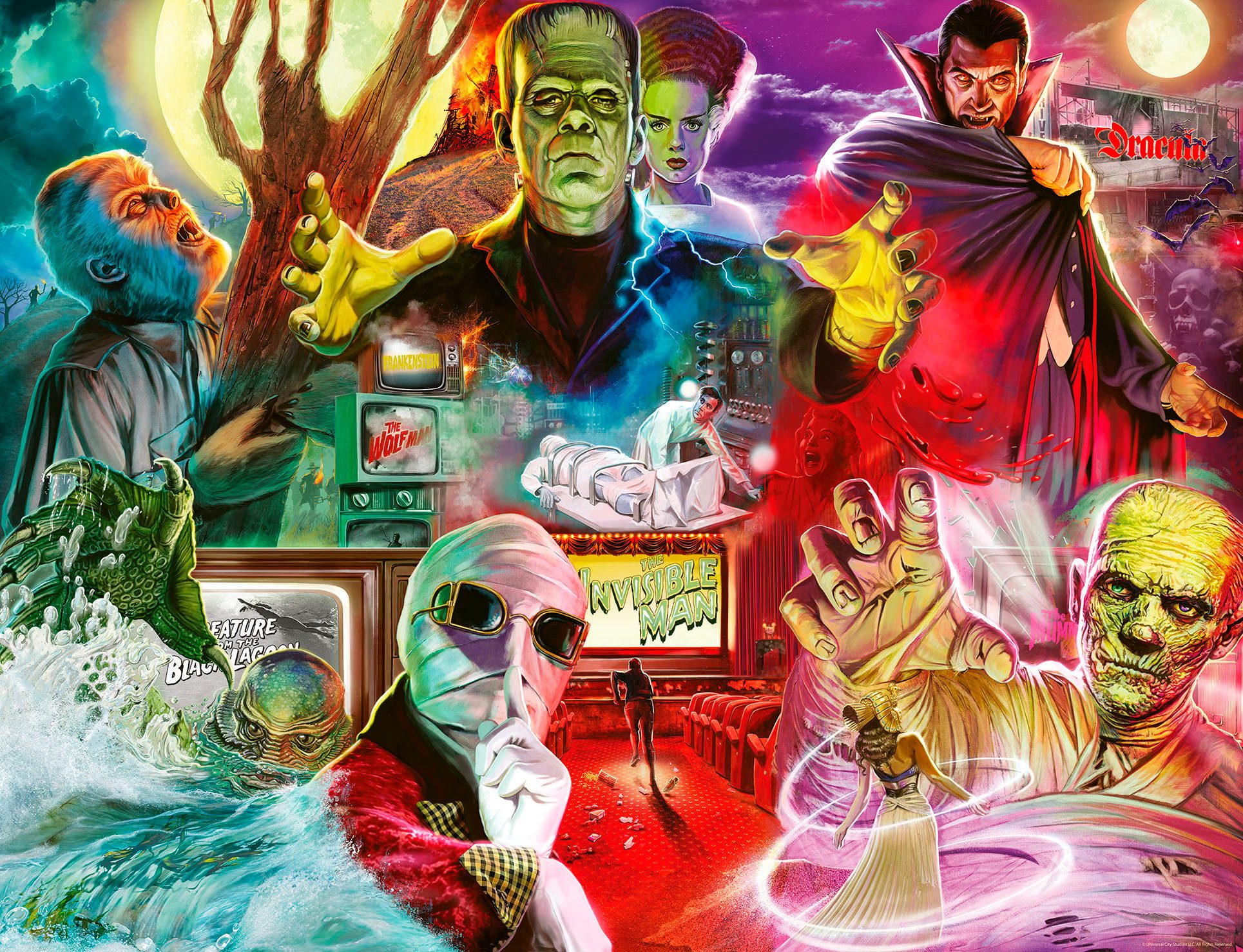 Ravensburger Puzzle Universal Multiproperty - Universal Monsters, 2000 Puzzleteile, Made in Germany