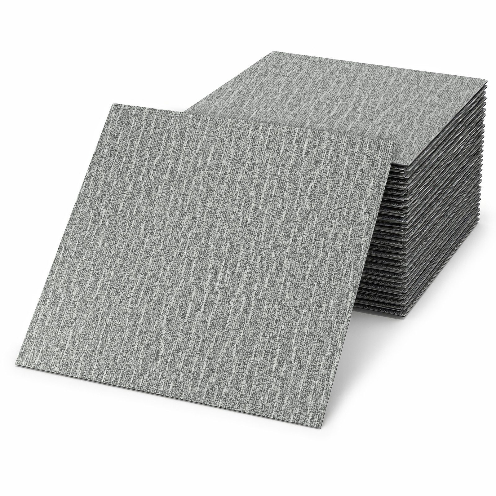 LEMLIT Vinylboden Selbstklebende PVC-Bodenfliesen in Teppichoptik, 24 Stück, ca. 5 m², selbstklebend, schneidbar und stark klebend, 24er Set, 24tlg, Selbstklebende Vinylfliesen für Küche, Wohnzimmer, Büro, 1,8 mm dick