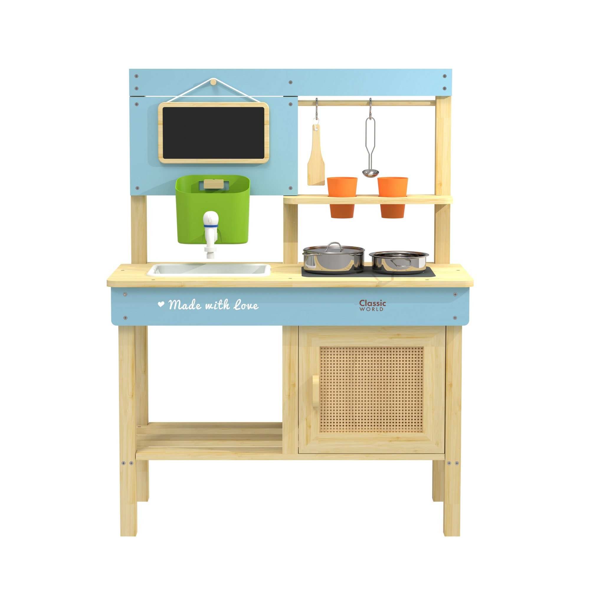 Classic World Spielküche Classic World – Kinderküche Outdoor - 69,8x30x90 cm – 3Y+ Schichtholz, Teebaumholz, Buchenholz, aus Holz