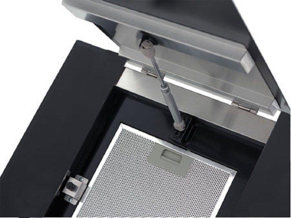 Kaiser Küchengeräte Kopffreihaube AT 8438 F ECO Wandhaube 80 cm, Dunstabzugshaube 910 m³/h Serie ECO AT 8438 F ECO Wandhaube 80 cm, Dunstabzugshaube 910 m³/h, Kaiser Dunstabzugshaube, 80 cm, Schwarz Glas Edelstahl, 910 m³/h