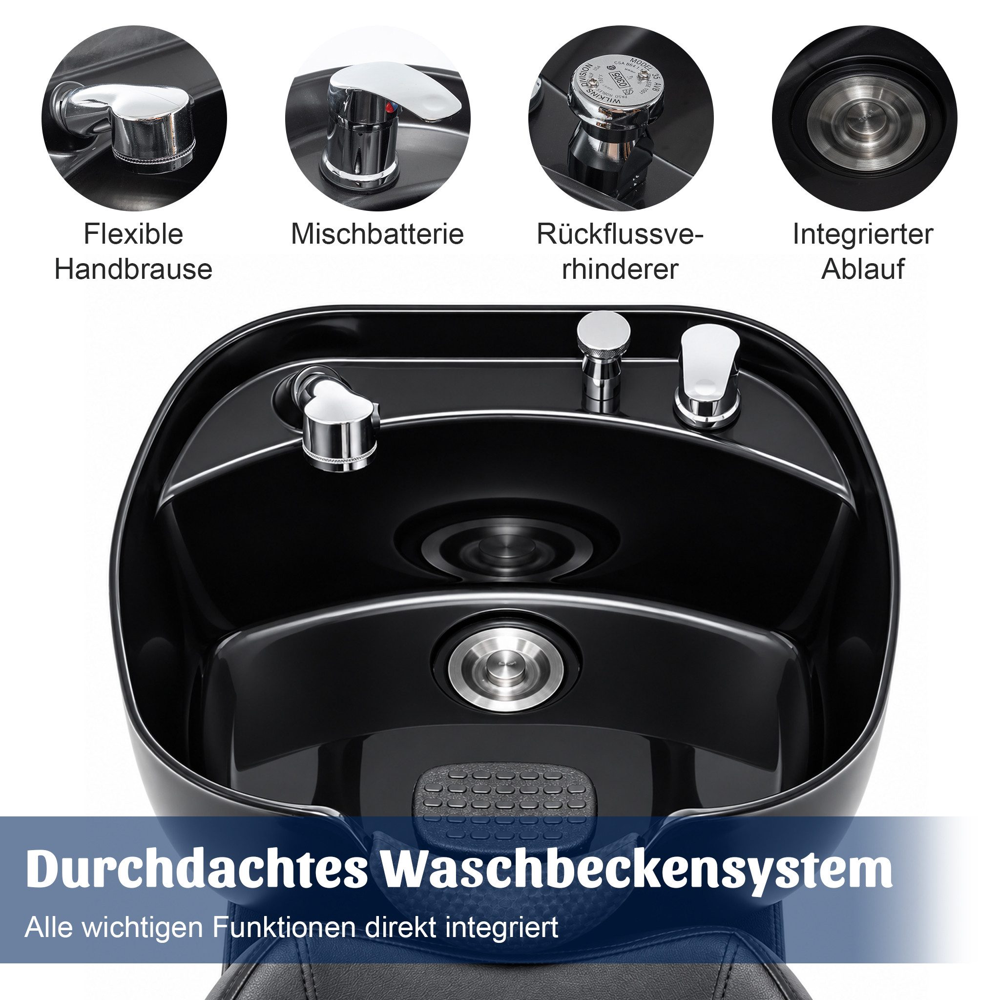 Thanaddo Waschbecken Friseurstuhl mit Waschbecken Friseurwaschsessel – Bild 5 von 5