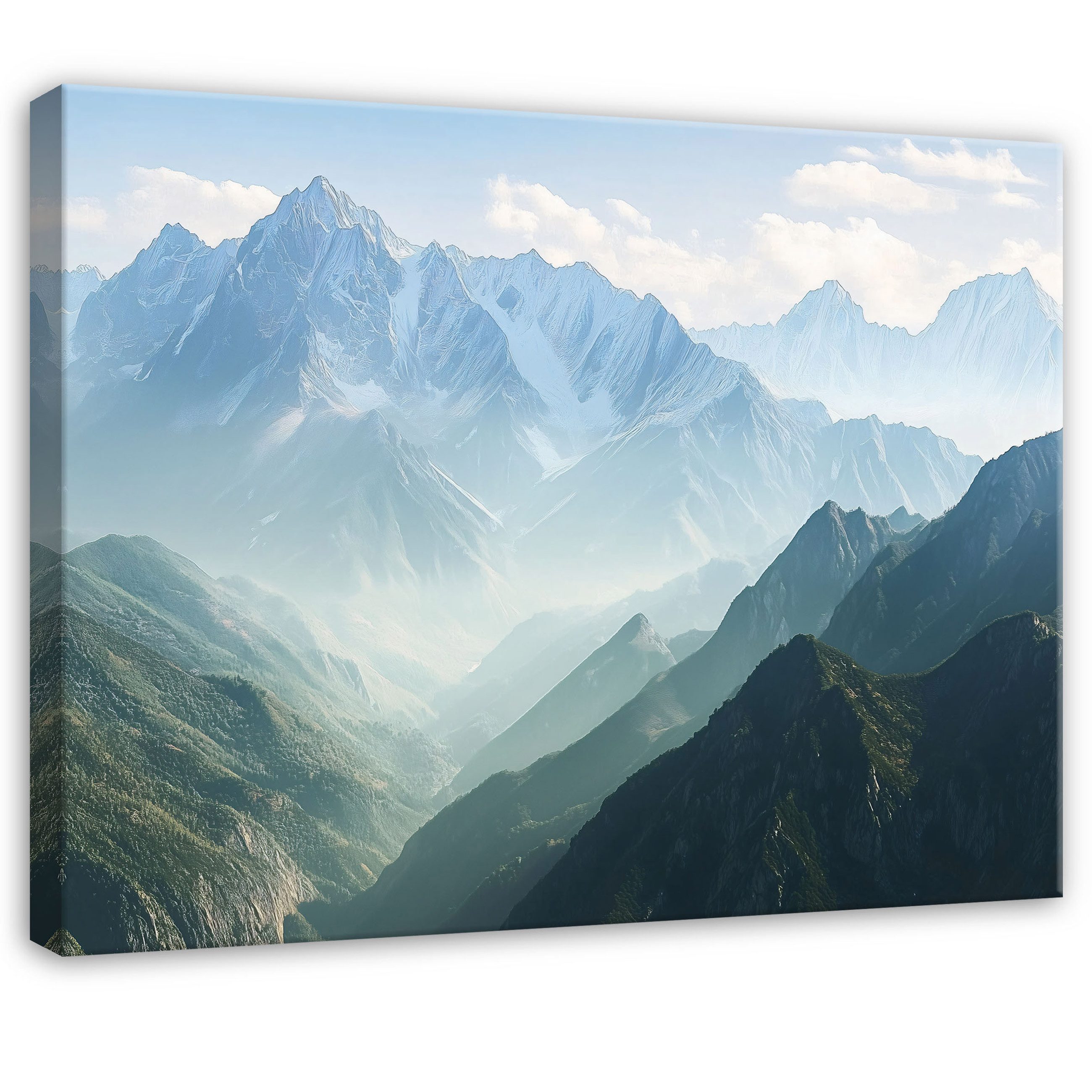 Leinwandbild Berge Grün Natur Landschaft Modern Wandbilder Wand Deko XXL Bilder
