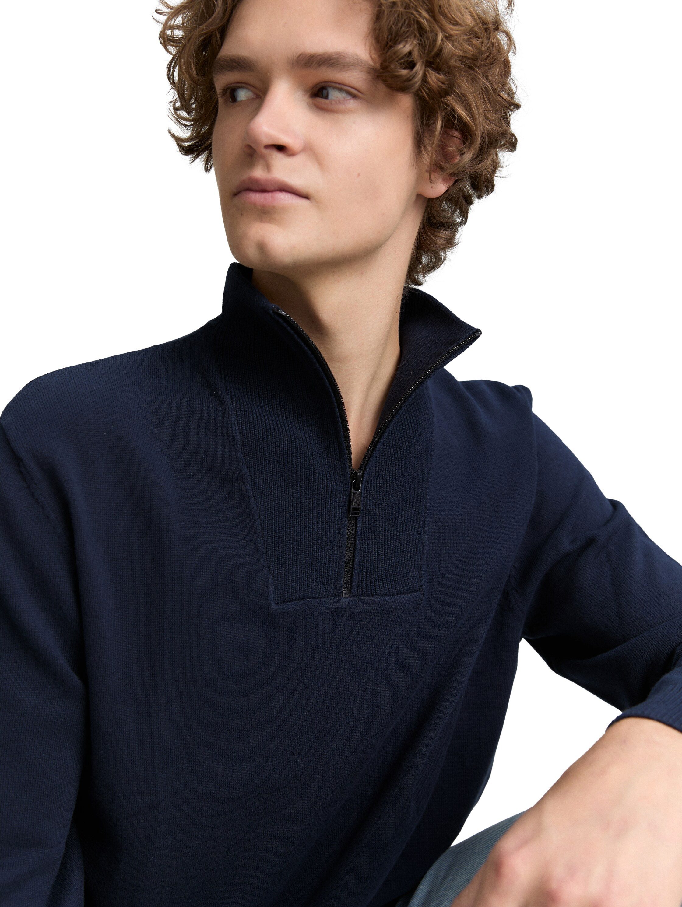 TOM TAILOR Denim Strickpullover mit Rippbündchen