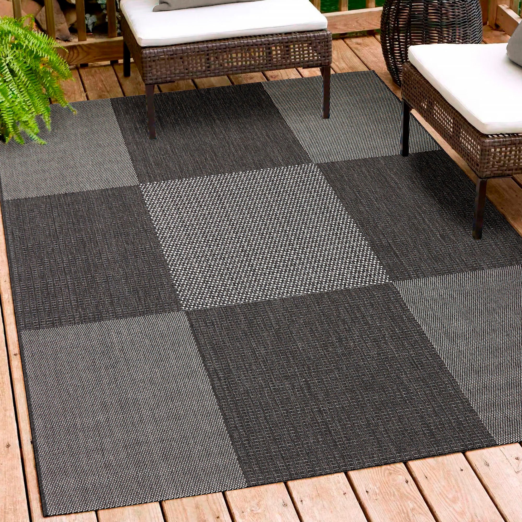 Andiamo Teppich ARIZONA1, rechteckig, Höhe: 5 mm, Flachgewebe, kariertes Muster, In- und Outdoor geeignet, Wohnzimmer