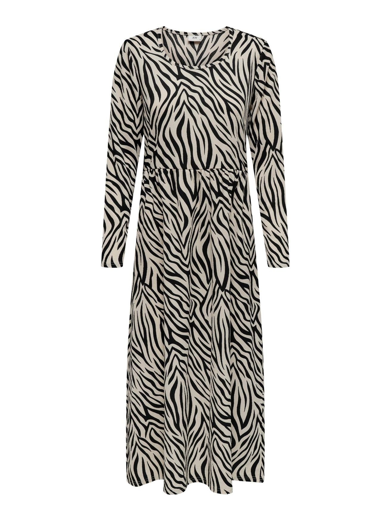 JACQUELINE de YONG Shirtkleid Langes Langarm Kleid Animal Print Midi Dress JDYLOTUS (lang) 5412 in Beige