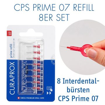 CURAPROX Interdentalbürsten Interdentalbürste CPS 07 prime, Refill, 8 Stück, 2.5 mm Wirksamkeit, rot, Nachfüllpackung, ohne Halter