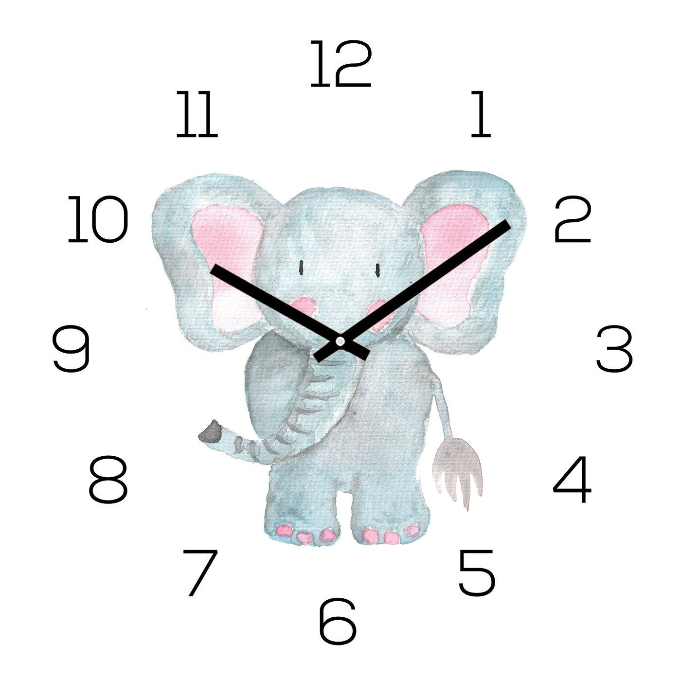 Levandeo® Wanduhr (Wanduhr Zootiere 30x30cm Elefant günstig online kaufen