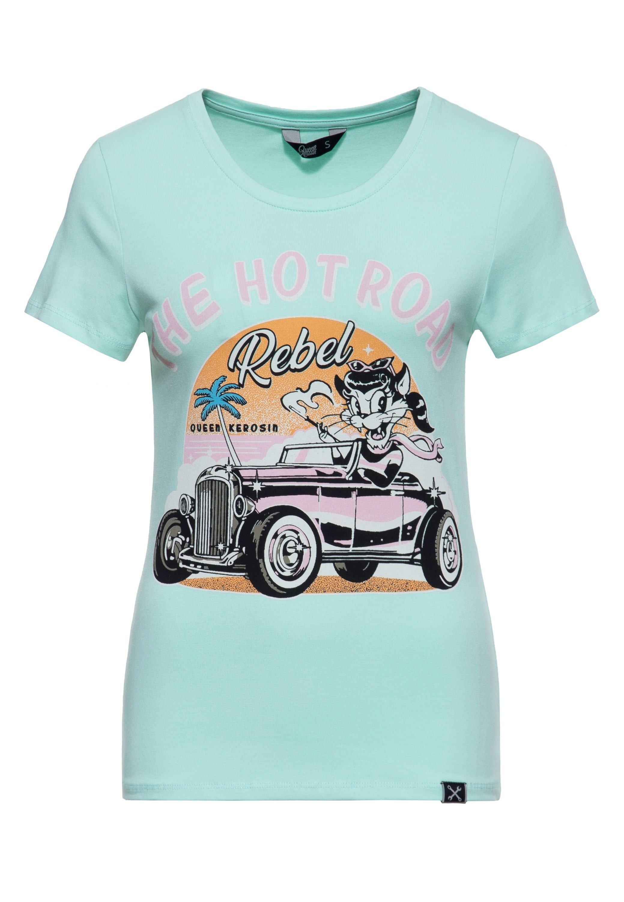 QueenKerosin Print-Shirt The Hot Road Rebel (1-tlg) mit auffälligem Frontprint