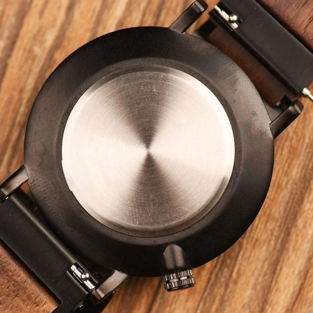 Holztick Bavaria Quarzuhr Gretl black GRETL BLACK, moderne Damenuhr aus Walnussholz