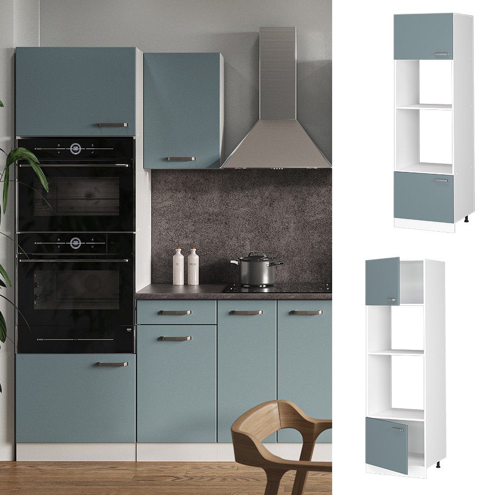 Vicco Mikrowellenumbauschrank R-Line, Blau-Grau/Weiß, 60 cm günstig online kaufen