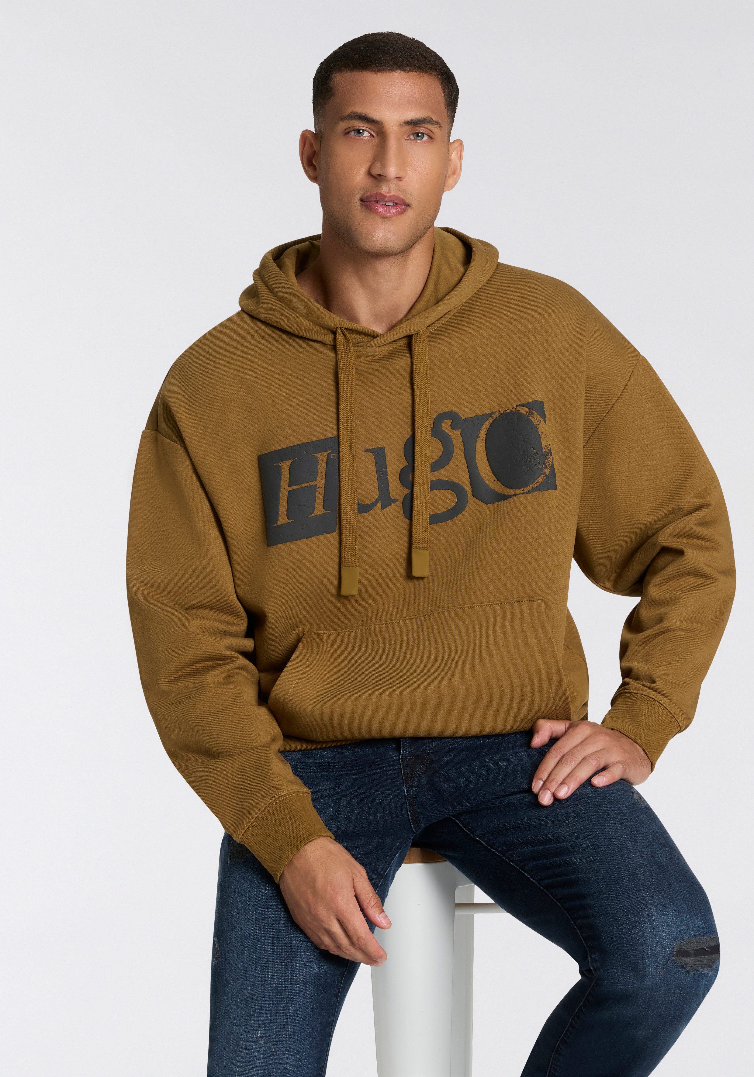 HUGO Blue Kapuzensweatshirt Nildi mit großem HUGO-Druck