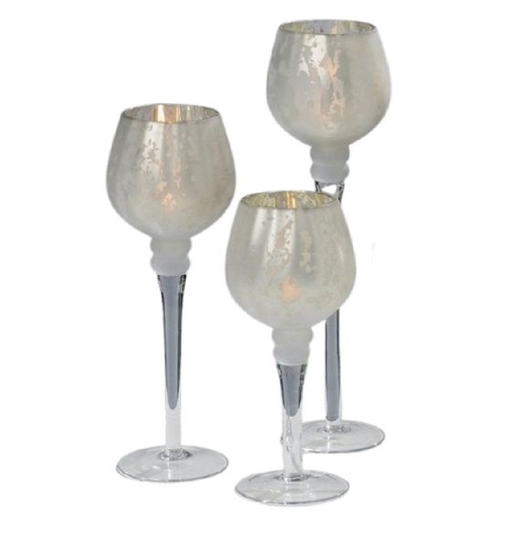 BOLTZE GRUPPE GmbH Teelichthalter Windlicht Manou Glas lackiert silber matt 3er Set Deko Glas