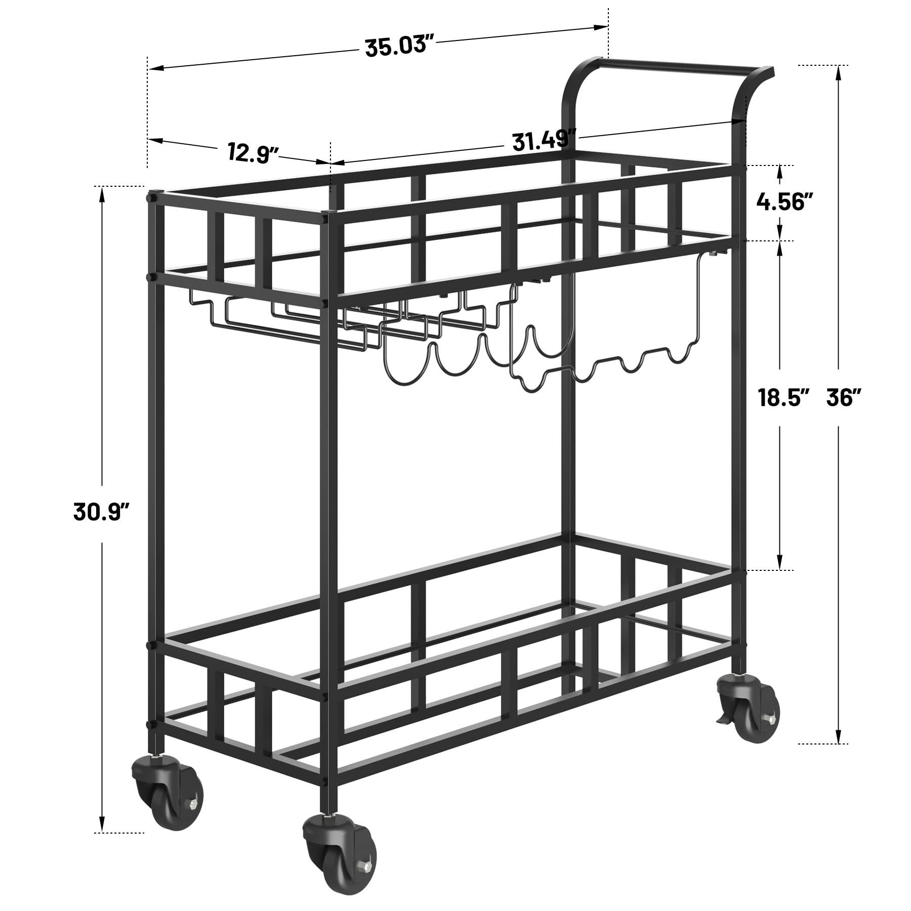 GarveeMore Weinregal 2 Tier Rolling Wine Bar Cart Kleine Warenkorb Weinregale