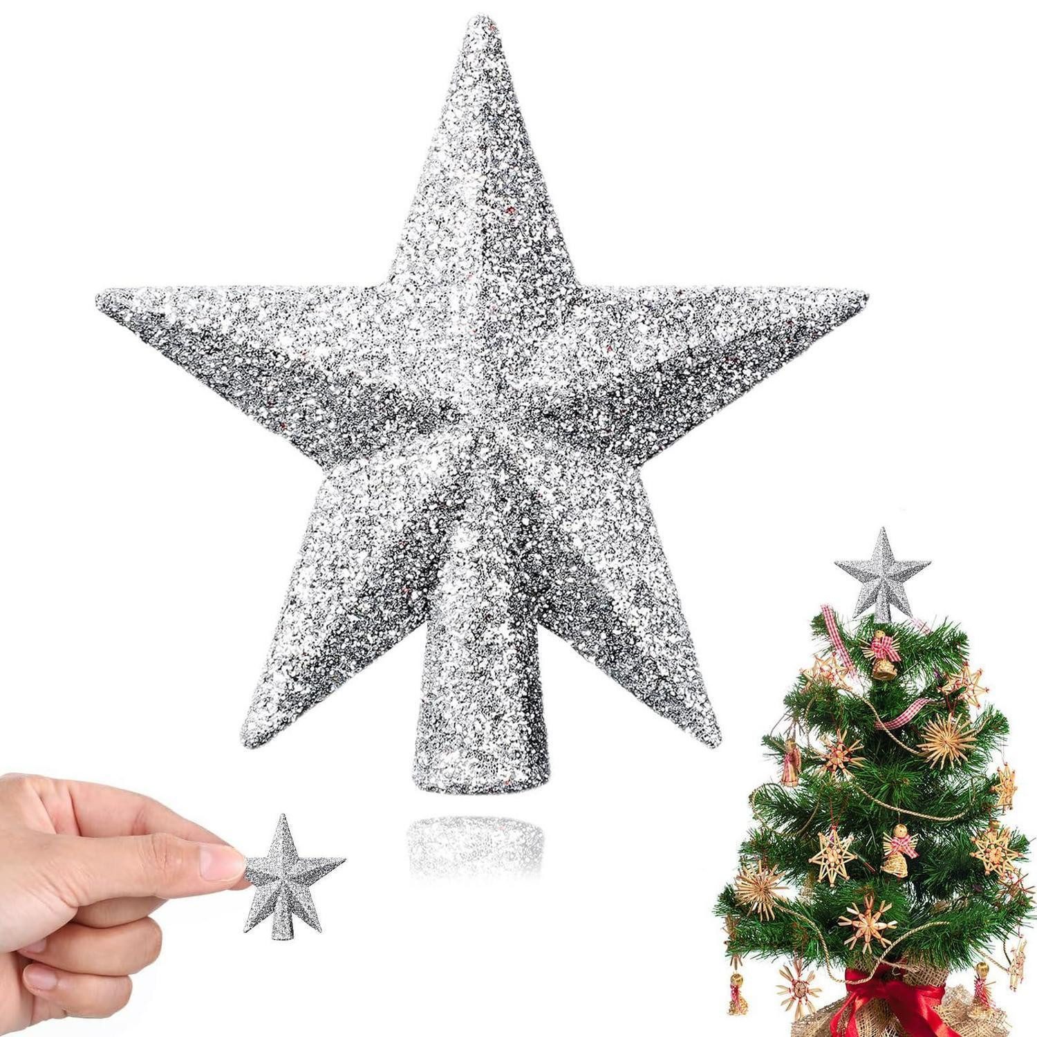 LuxusKollektion Christbaumspitze Christbaumspitze Stern Kunststoff Silber 4.5cm