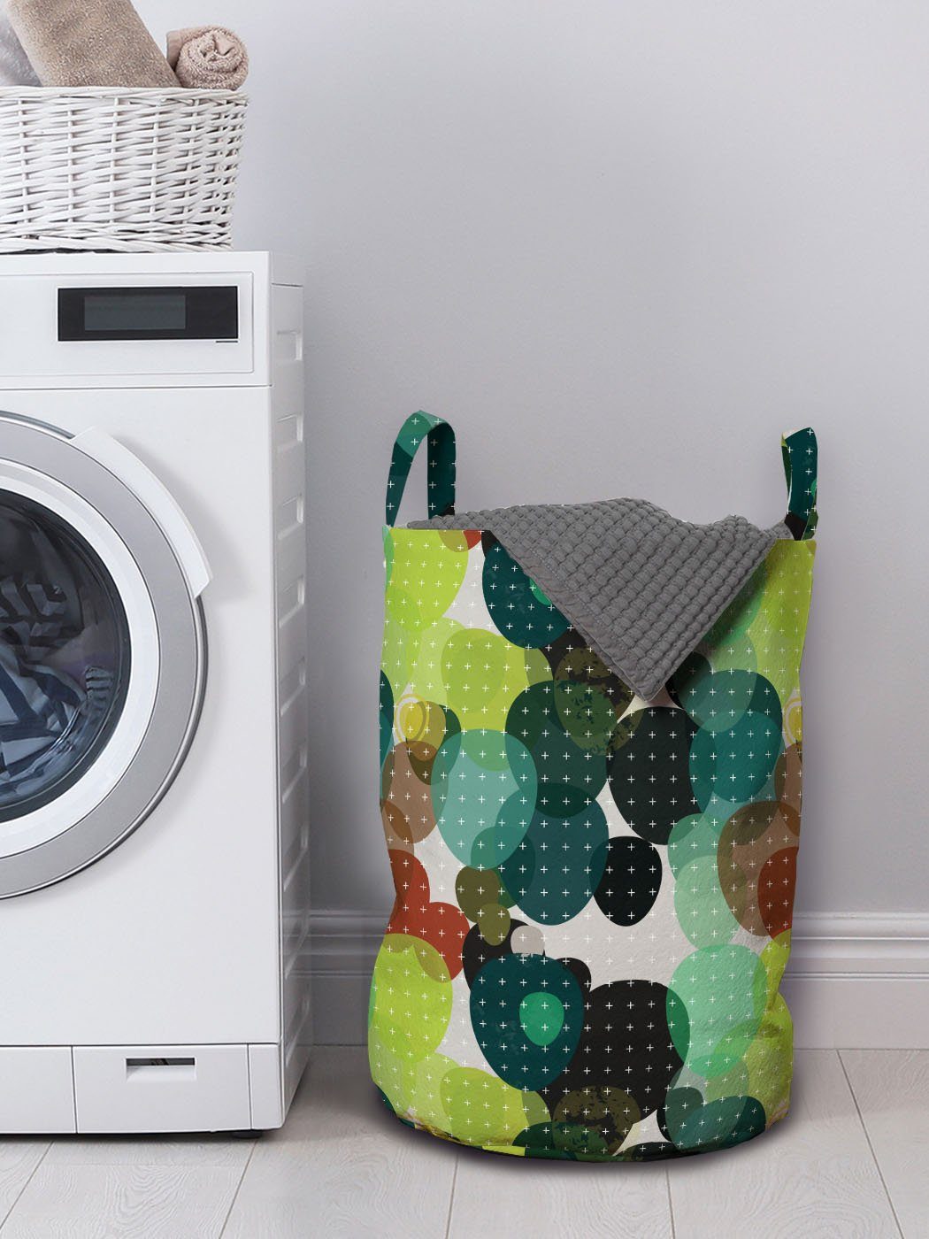 Abakuhaus Blots Griffen für Bunte Zeichen mit Modern Wäschekorb Wäschesäckchen Waschsalons, Runde Kordelzugverschluss