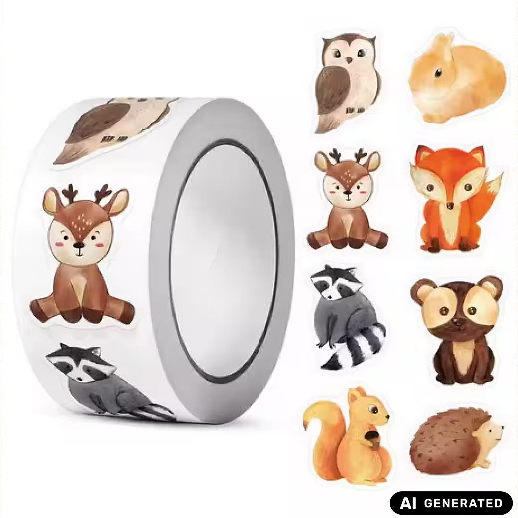 Ware aus aller Welt Aufkleber 500 Waldtiere Sticker selbstklebend 2,5 cm verschiedene Tiermotive, (500tlg)