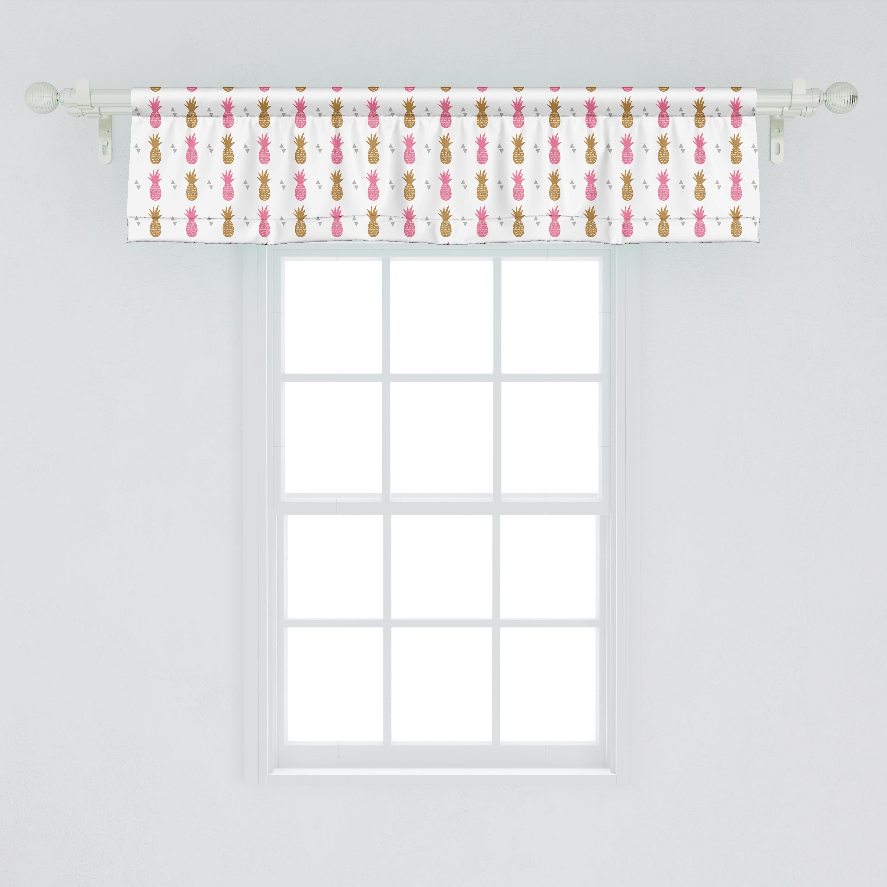 Scheibengardine Vorhang Volant für Stangentasche, Rosa Obst Abakuhaus, Schlafzimmer Microfaser, Brown-Ananas und Küche Dekor mit