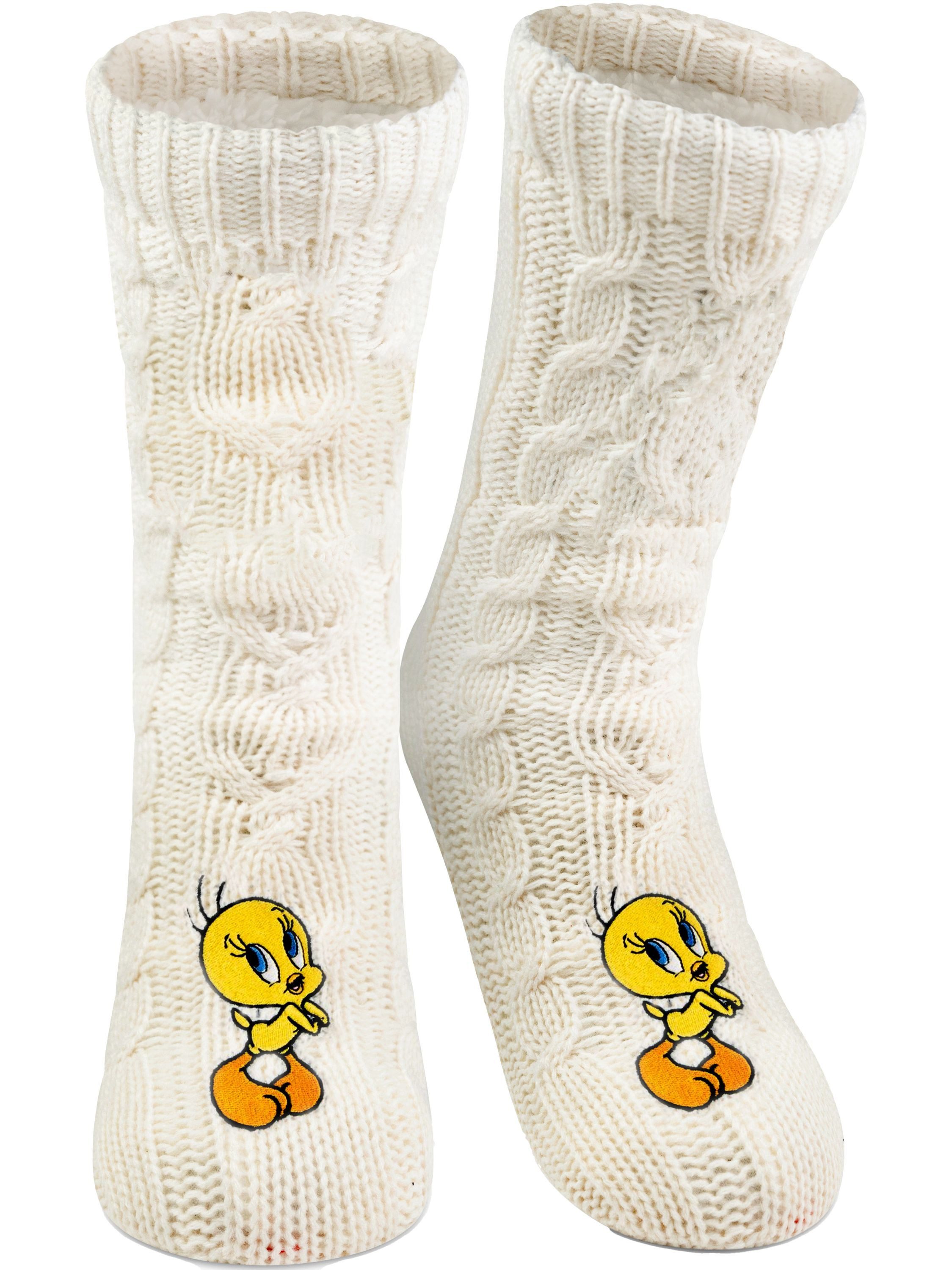 United Labels® Haussocken Looney Tunes Tweety Hüttensocken Strick Haussocken Kuschelsocken