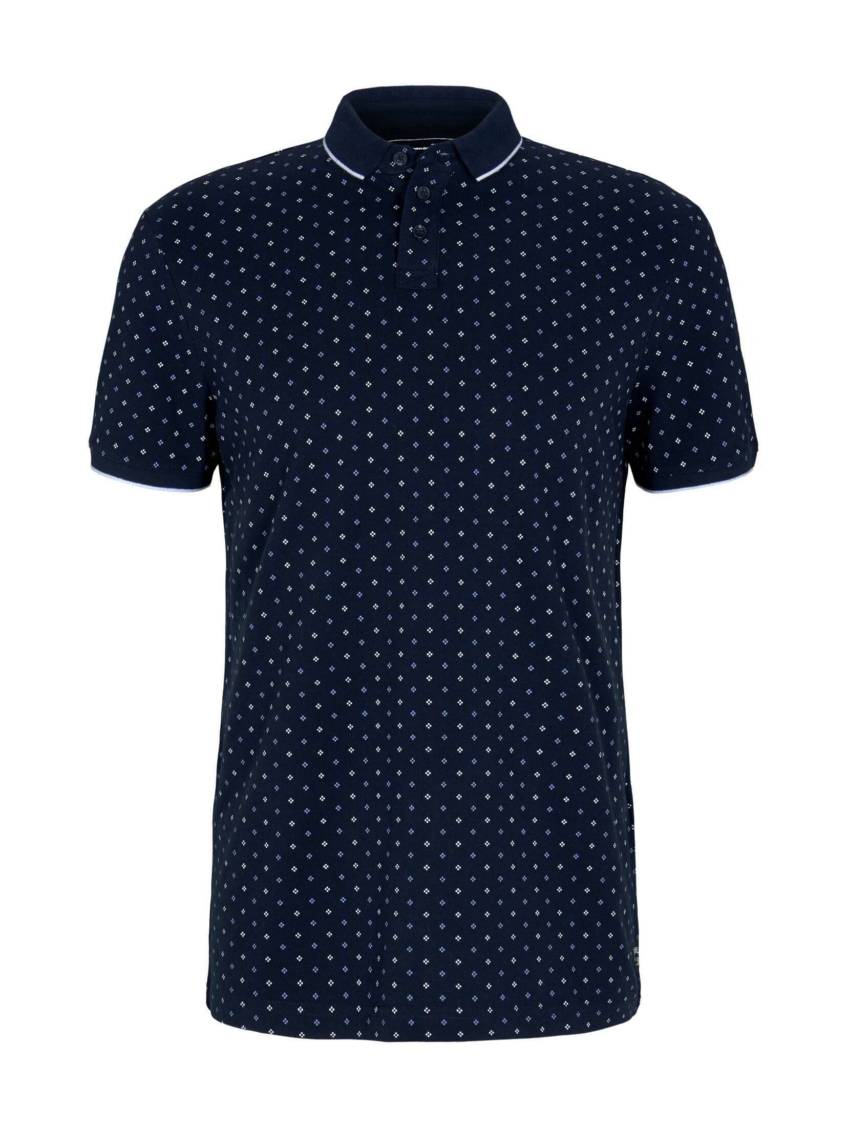 navy Denim mit print regular Allover-Print Poloshirt dot Poloshirt TAILOR TOM