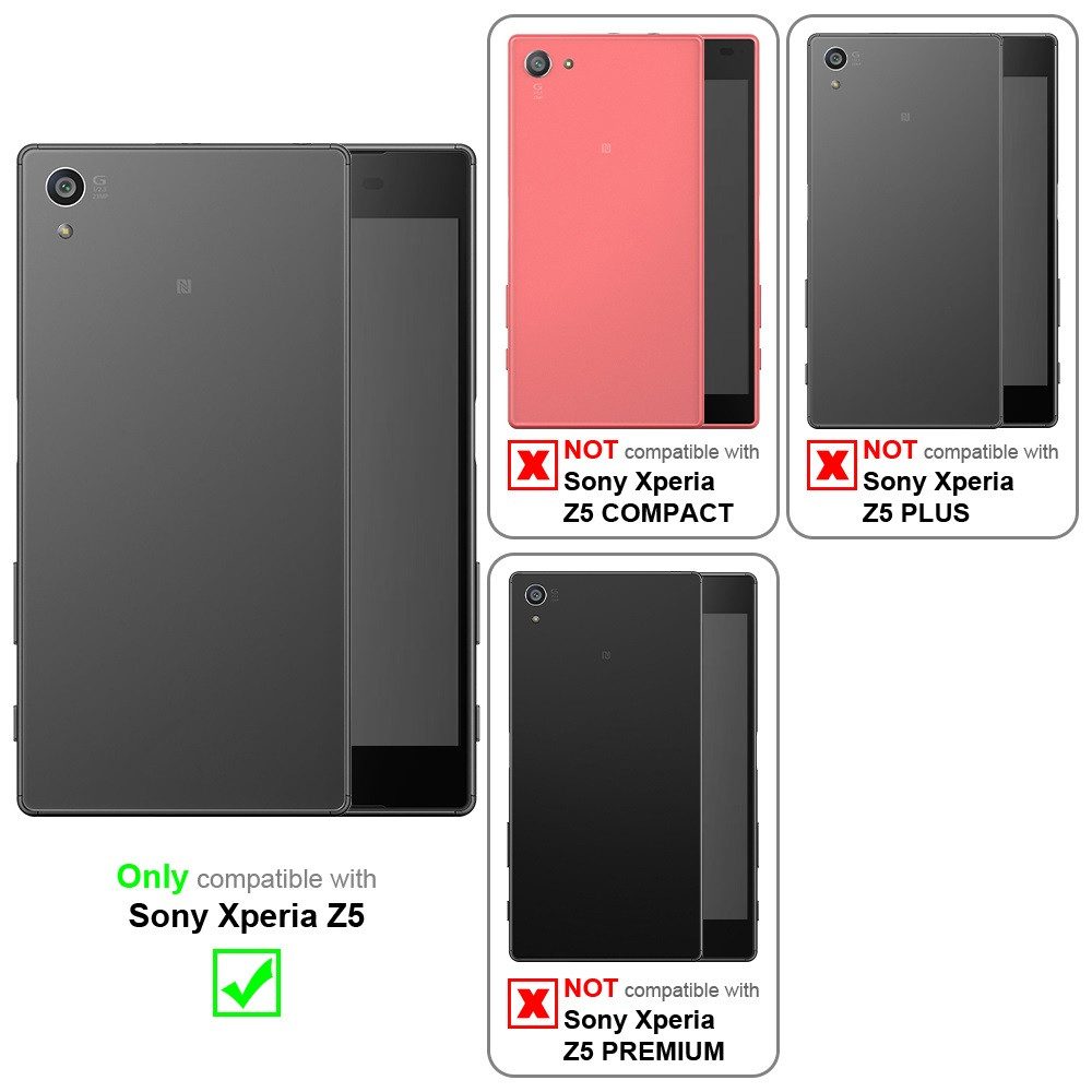 Cadorabo Handyhülle für Sony Xperia Z5 Hülle Sony Xperia Z5, Hülle Schutzhülle mit Standfunktion, Magnetverschluss und Kartenfach