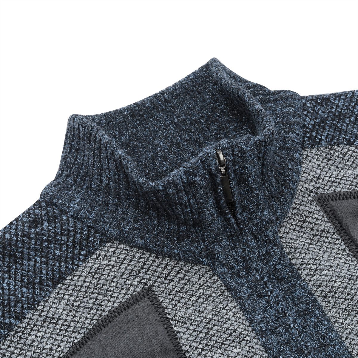 Allthemen Cardigan Herren Strickjacke mit ärmelflecken Strickjacke Winter – Bild 4 von 5