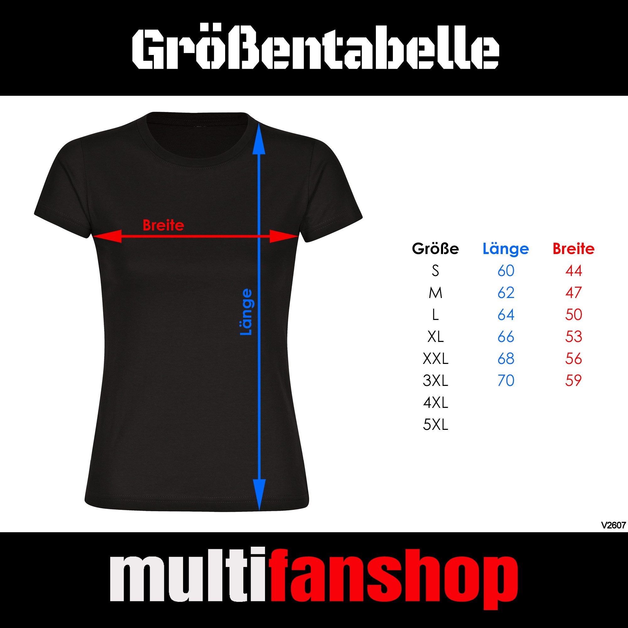 multifanshop T-Shirt Damen Paderborn - Brust & Seite - Frauen