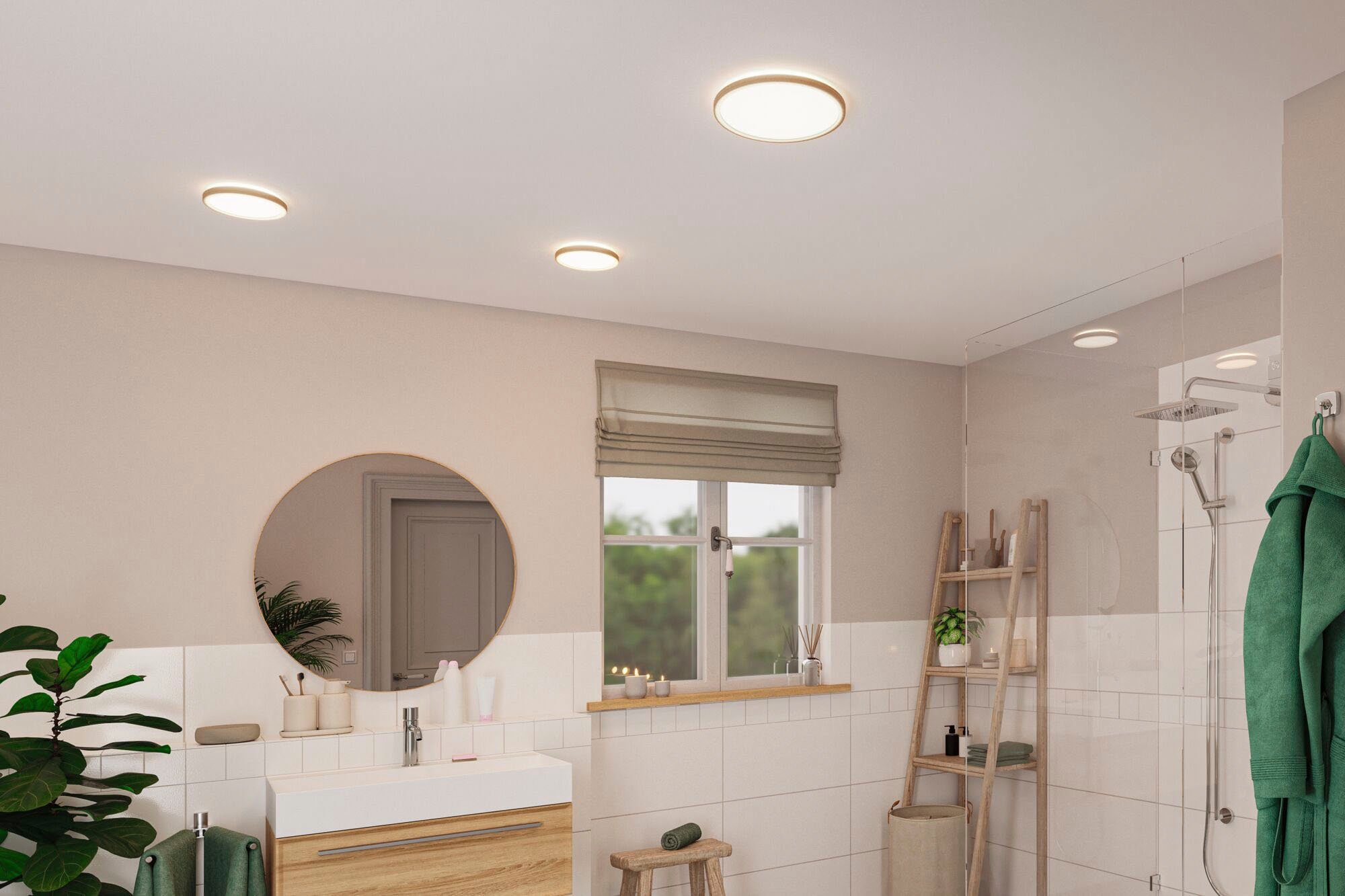 Paulmann LED Panel Atria Shine 4000K IP44 rund, LED fest integriert, Neutralweiß, Backlight
