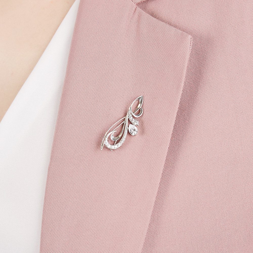 Secretforyou Brosche Brosche aus 925 Silber Zirkonia Steine Silberschmuck E günstig online kaufen