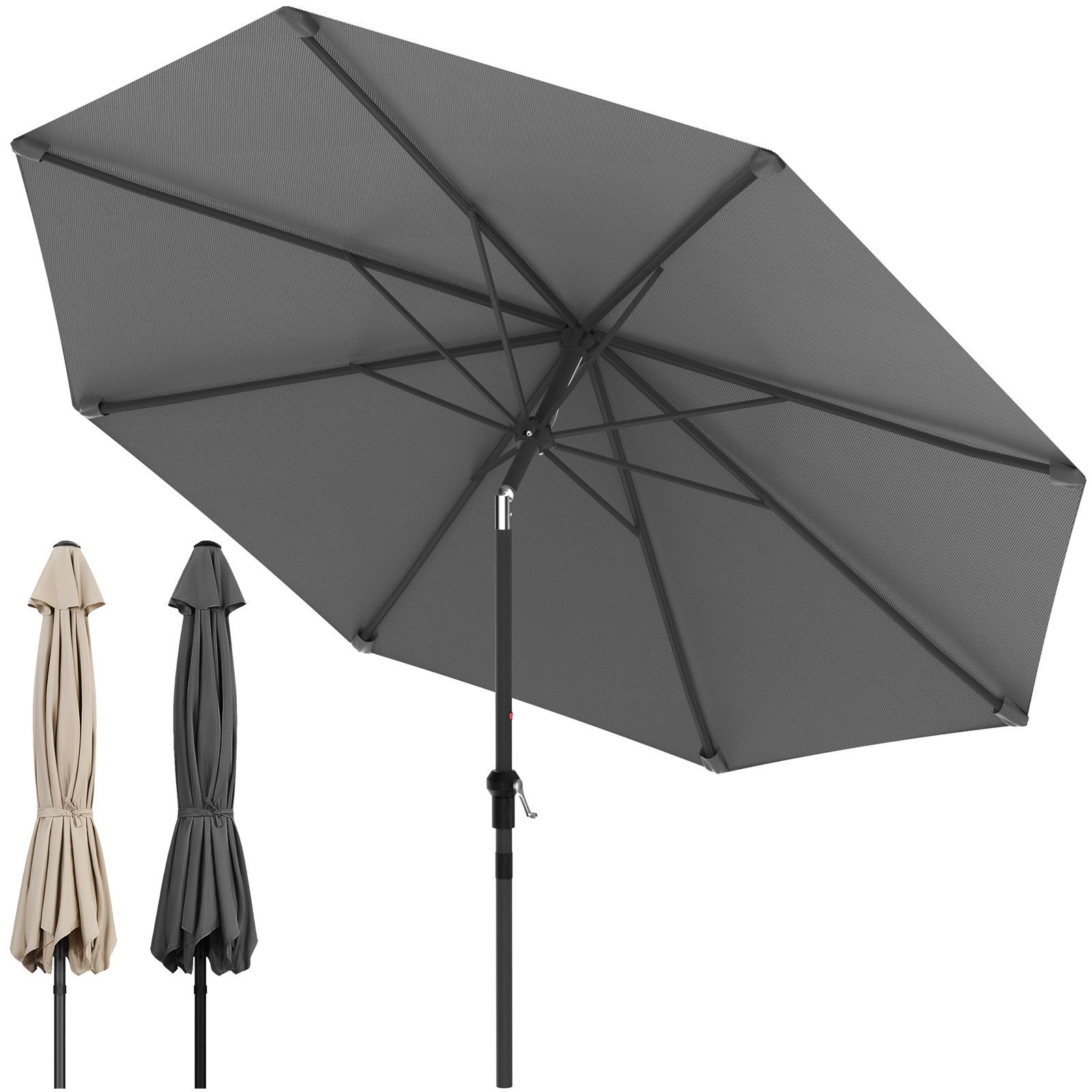 Huracan Sonnenschirm Strandschirm Neigbar, Sonnenschirme,Balkonschirm,Gartenschirm, Strandschirm mit/ohne LED, 300/350cm Durchmesser, neigbar/knickbar