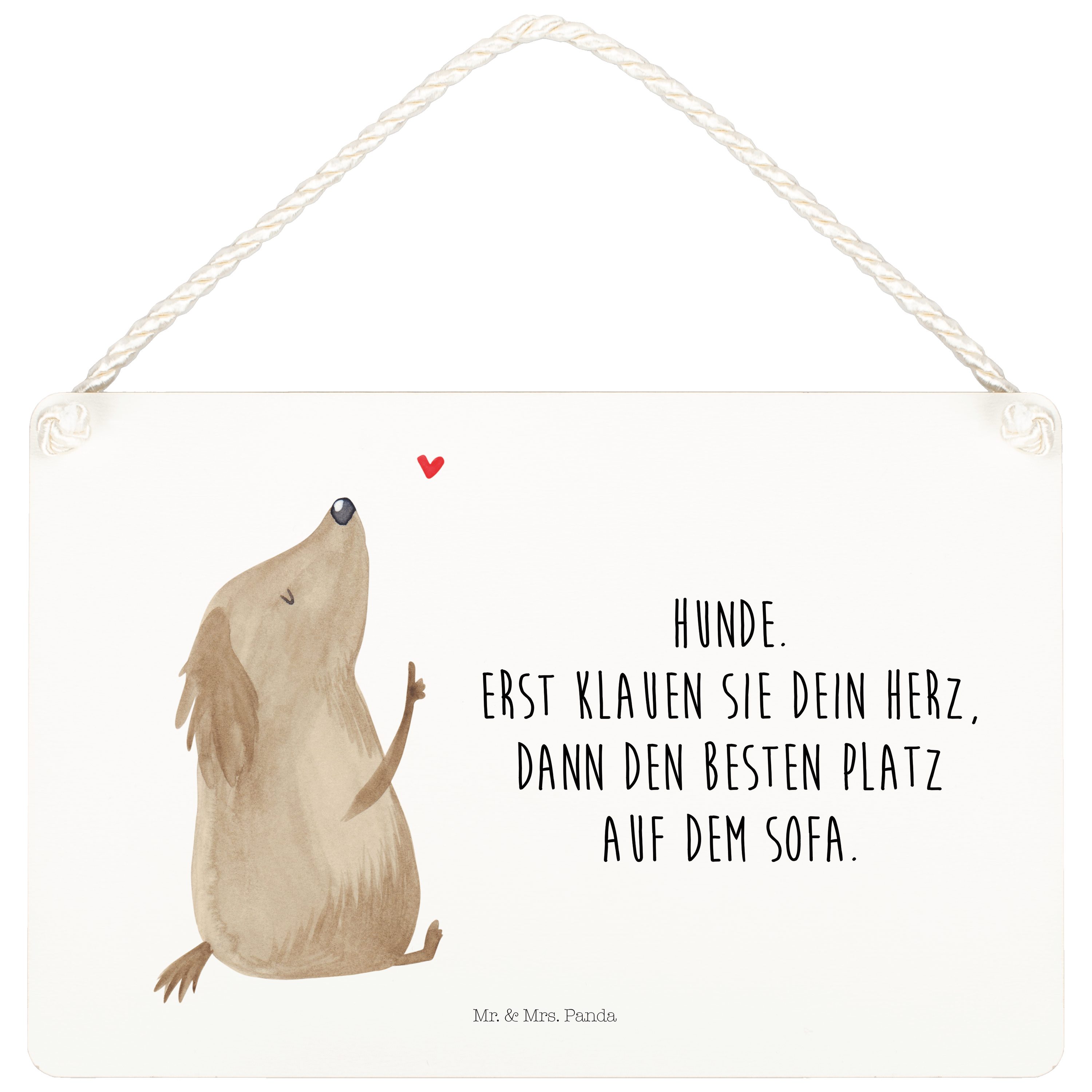 Hinweisschild Hund Liebe - Weiß - Geschenk, Schild, niedlich, Haustier, Frauchen, H