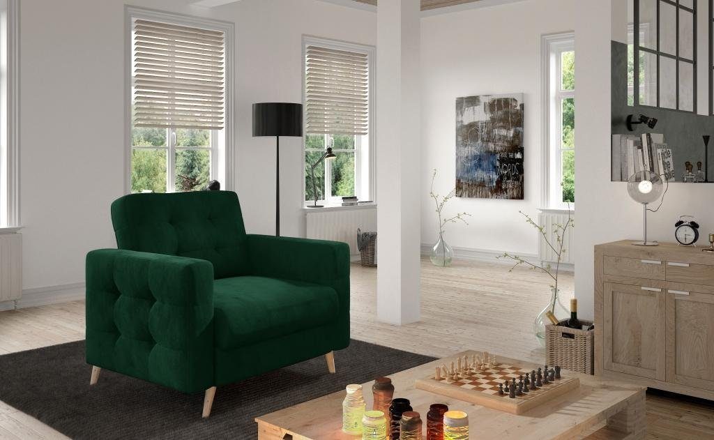 Fernseh Stuhl Sitz Modern Relaxsessel Esszimmer Lounge Grün Sessel Design JVmoebel