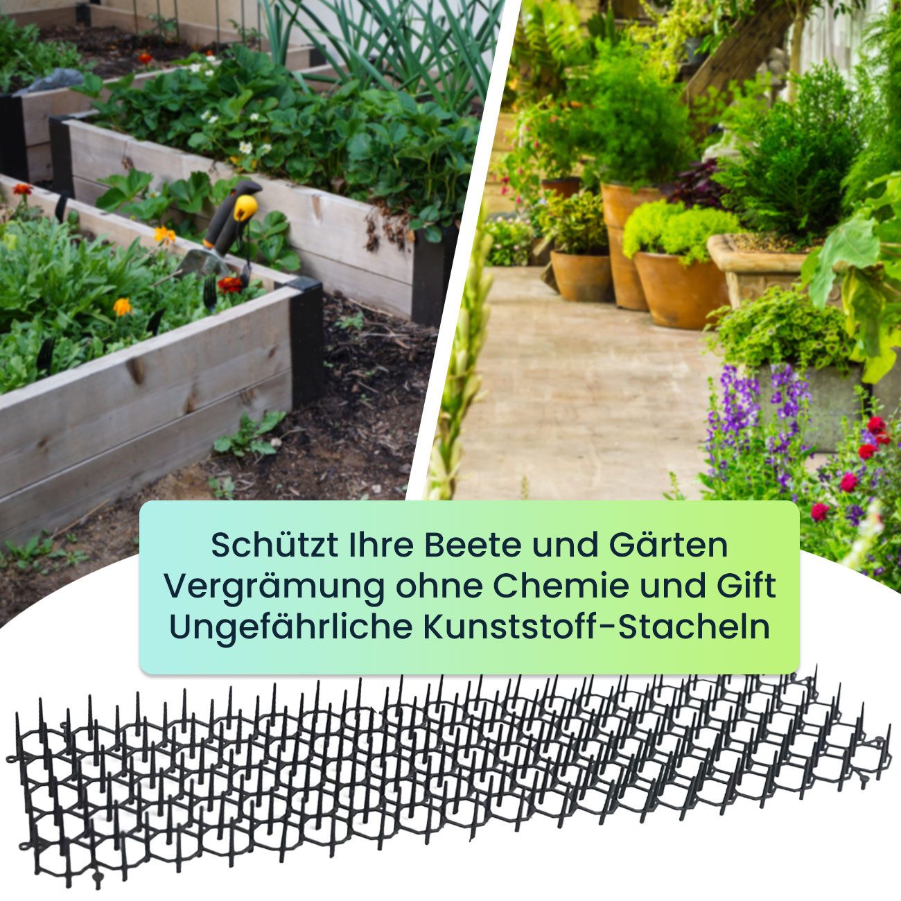 Casativo Tierabwehr-Attrappe Dornen-Gitter mit Spikes zur Tierabwehr, (12-St), gegen Katzen, Hunde, Marder, Schnecken