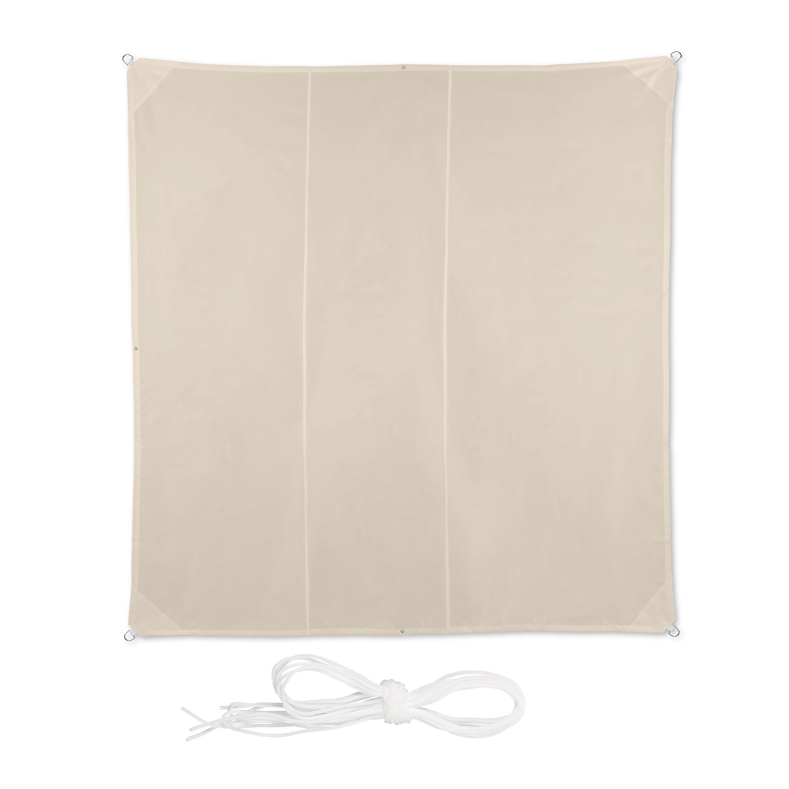 relaxdays Sonnensegel Quadrat in Beige, (6-tlg), 4 x 4 m