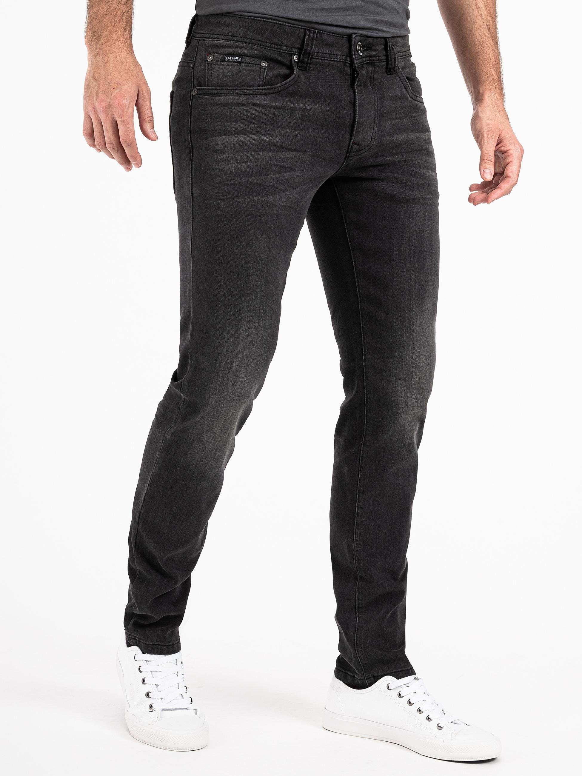 PEAK TIME Slim-fit-Jeans Mailand dunkelgrau hohem super Herren Jeans Stretch-Anteil mit