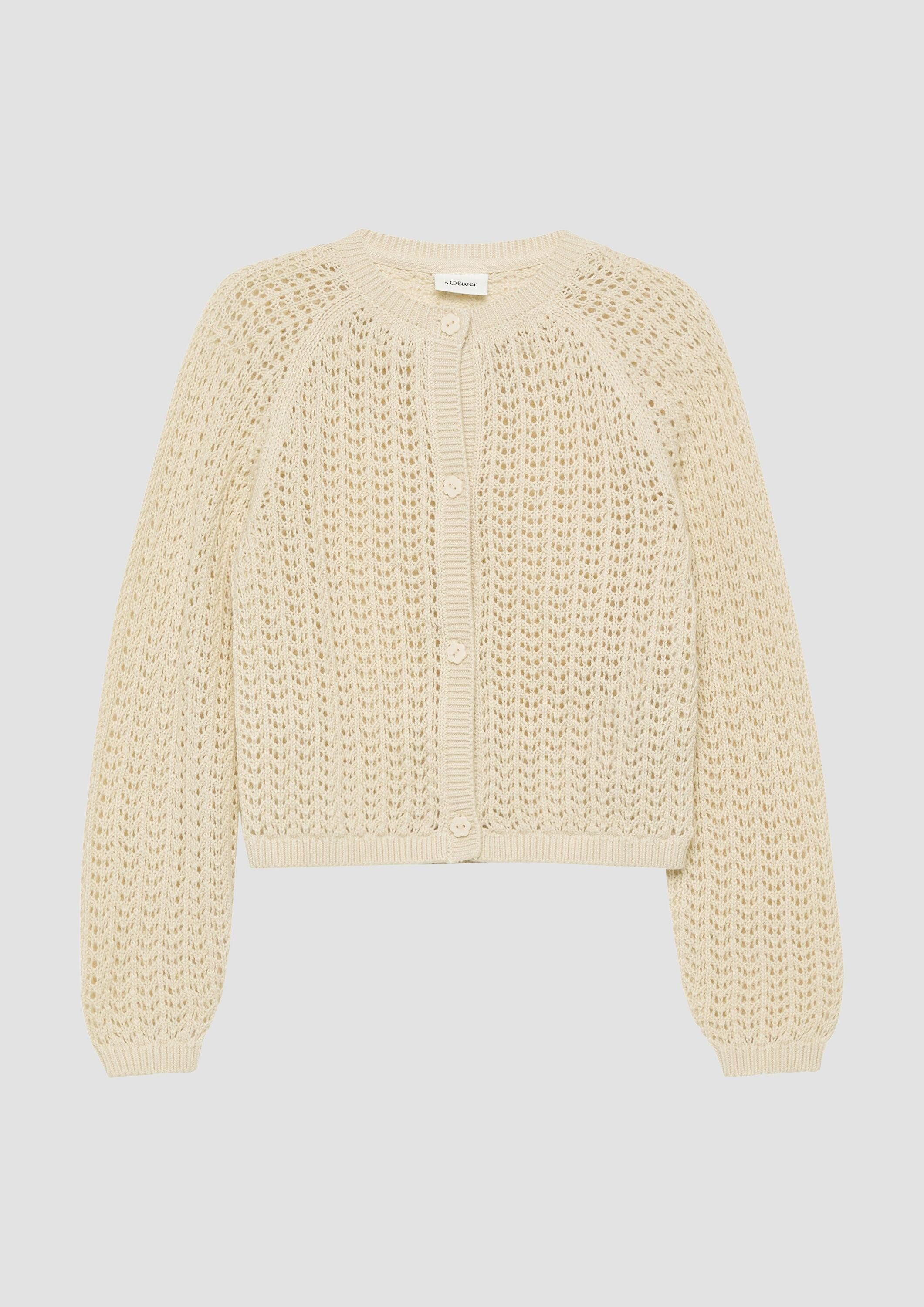 s.Oliver Cardigan Strickjacke Ajour-Strickjacke mit Schmuckknöpfen
