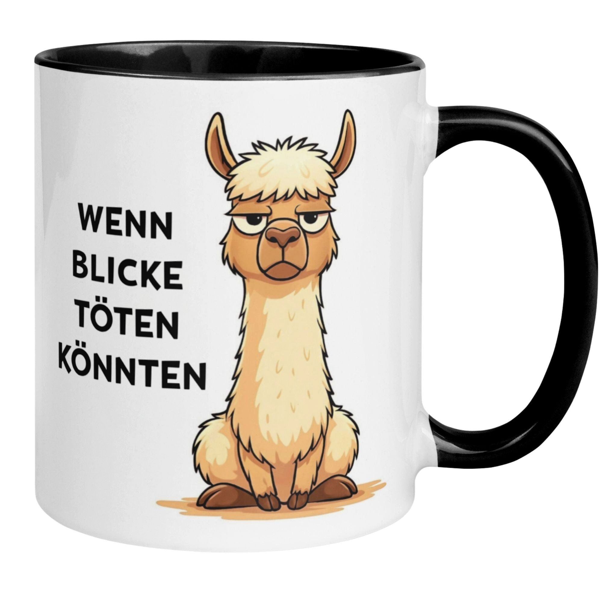 Momentals Tasse Lama – Wenn Blicke töten könnten – lustiger Lama Geschenk Becher, Gratis Versand · Links-&Rechtshänder · Spülmaschinenfest