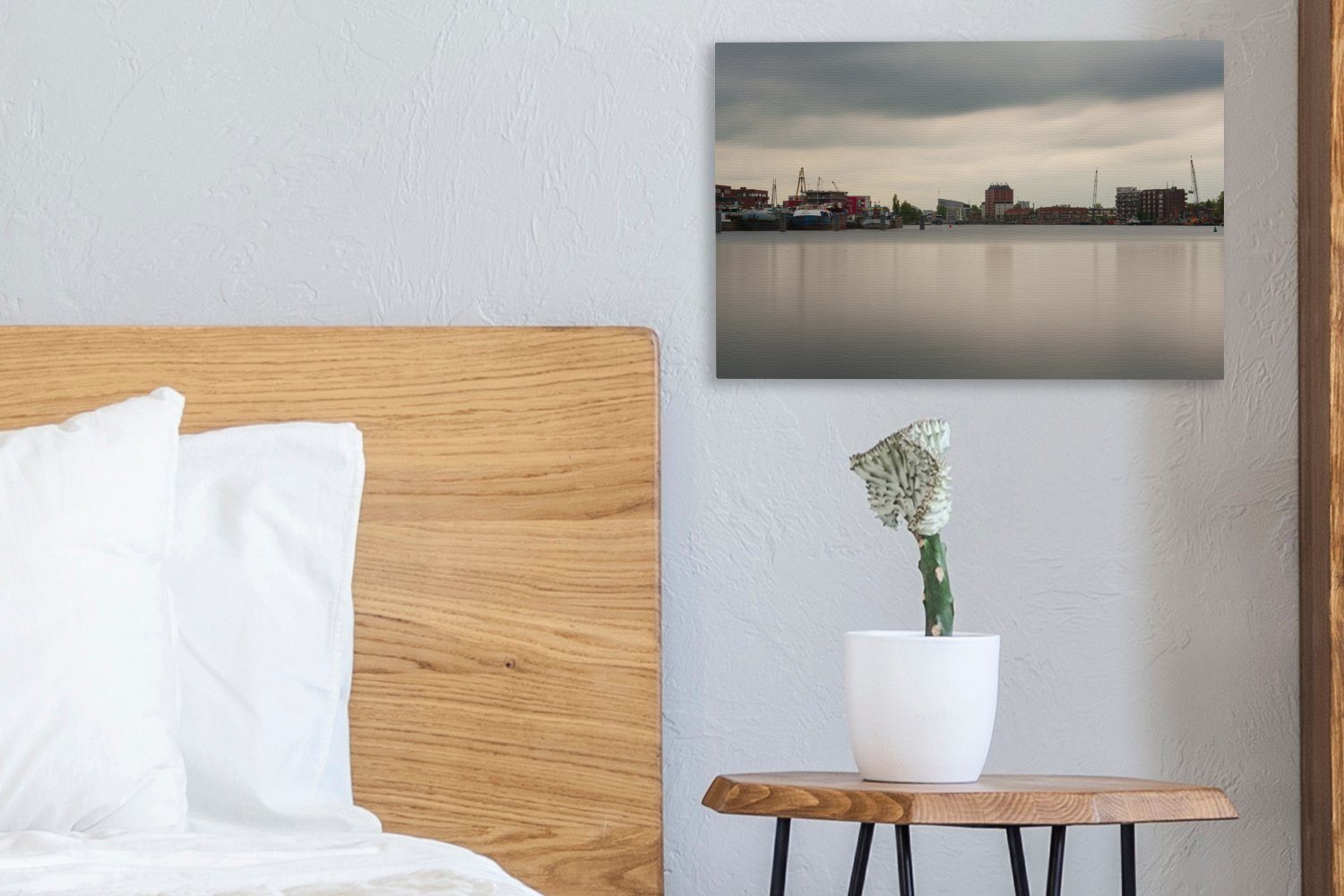 - Wanddeko, Aufhängefertig, Wasser, Wandbild Leinwandbild Leinwandbilder, Skyline 30x20 St), (1 OneMillionCanvasses® - cm Haarlem