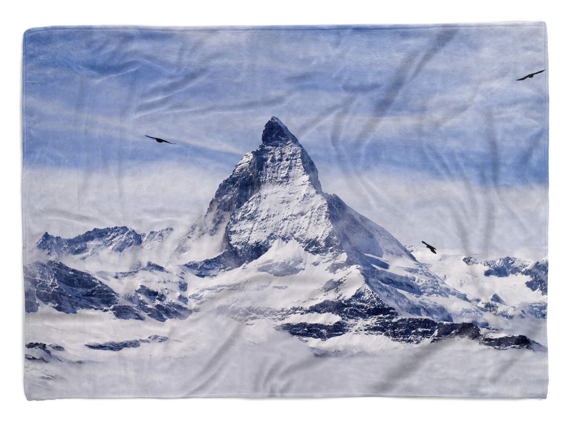 Sinus Art Handtücher Handtuch Strandhandtuch Saunatuch Kuscheldecke mit Fotomotiv Matterhorn Berggipfel Schnee, Baumwolle-Polyester-Mix (1-St), Handtuch