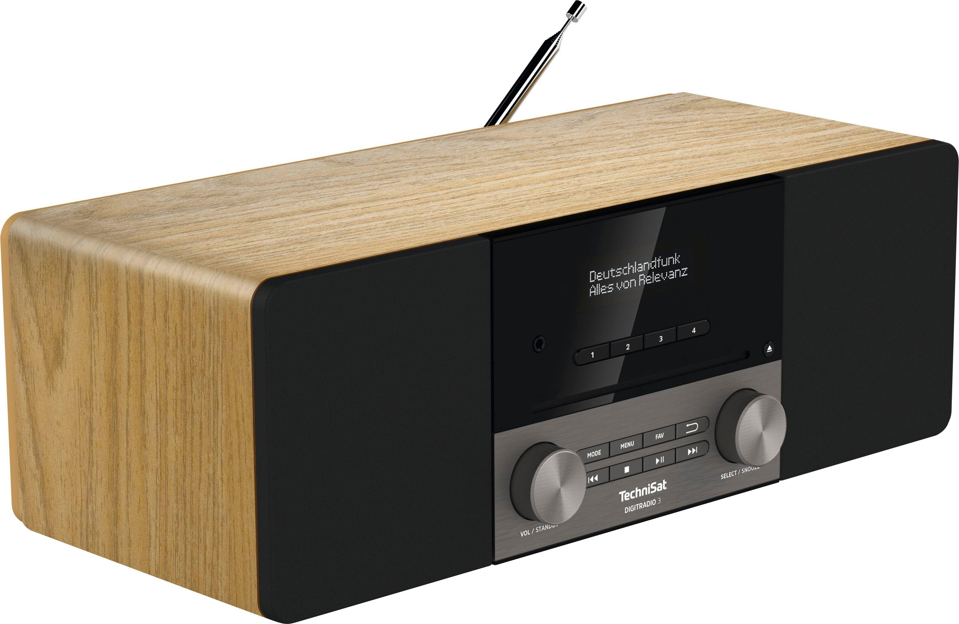 TechniSat DIGITRADIO 3 (Digitalradio Digitalradio 20 Eiche in UKW W, RDS, Germany) Made (DAB), (DAB) CD-Player, mit