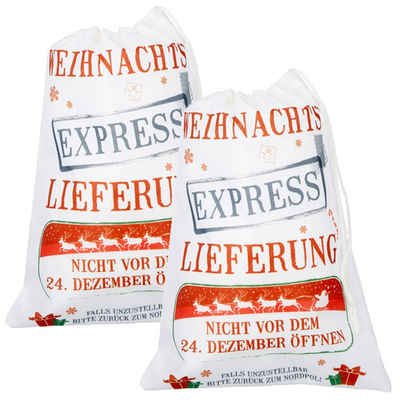 Macosa Home Geschenkpapier weiß 30cm Weihnachtstüte X-Mas Weihnachtsverpackung Beutel Geschenk, (2St), 2er Set Geschenkbeutel Weihnachtsexpress Geschenktasche mit Zugband