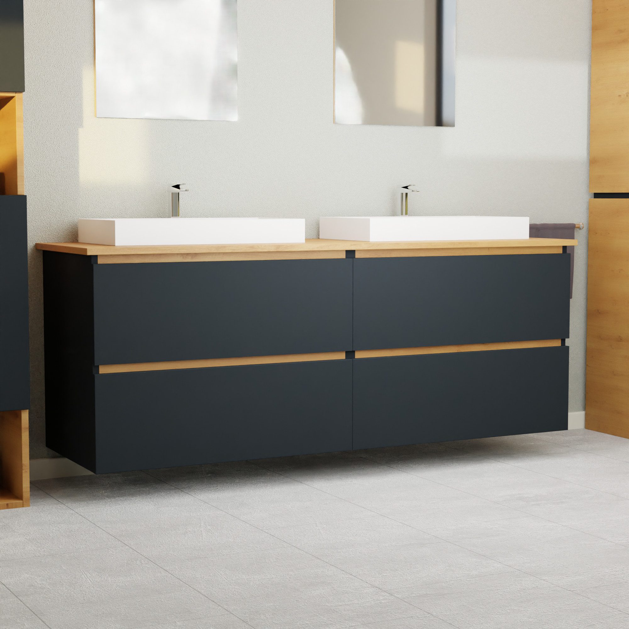 GARLIVO Waschbeckenunterschrank GLB-160 mit Schubladen, Badezimmer Waschtis günstig online kaufen