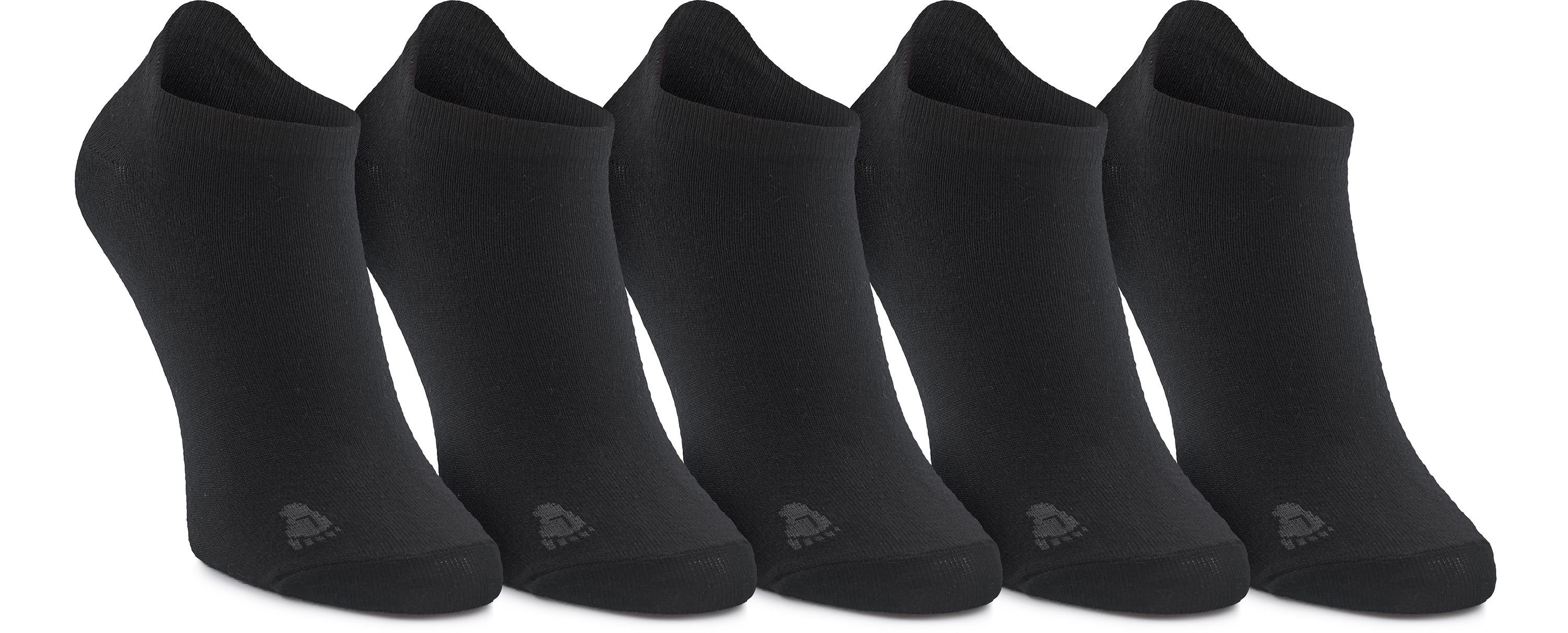 Ladeheid Socken Unisex 5 Pack Sneaker Socken aus Bambusfasern LASS0003 Schwarz | Sneakersocken